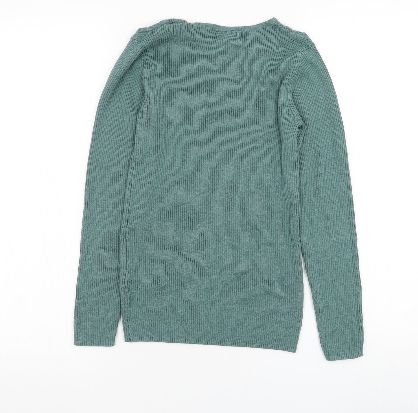 Matalan Womens Green Round Neck  Cotton Pullover Jumper Size 8