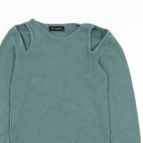 Matalan Womens Green Round Neck  Cotton Pullover Jumper Size 8