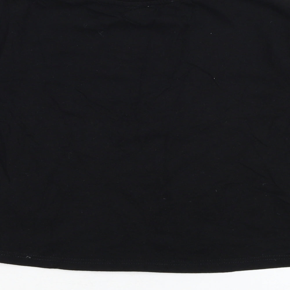 River Island Girls Black  Cotton Basic T-Shirt Size 11-12 Years Round Neck Pullover - Lips