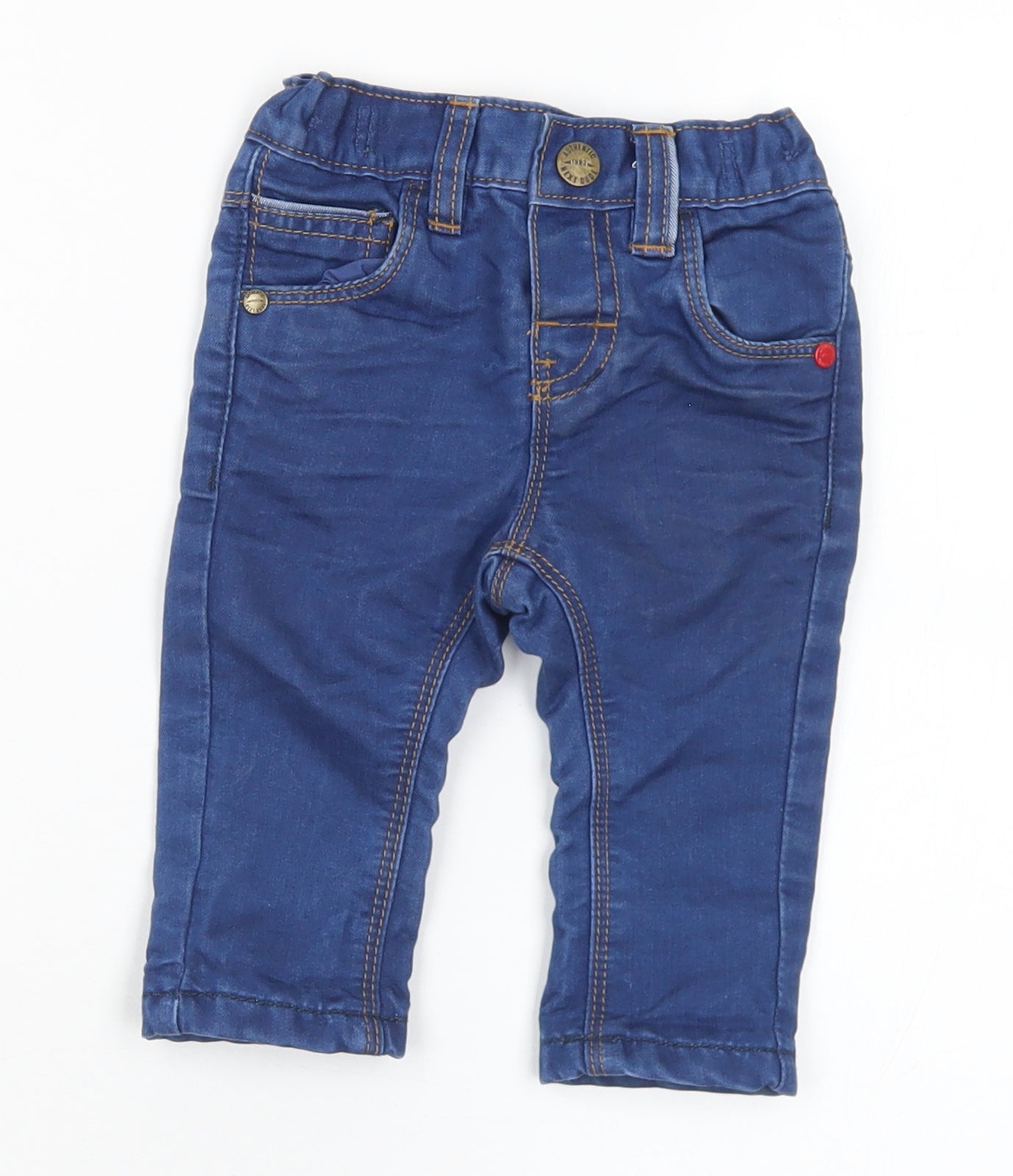 NEXT Baby Blue  Cotton Capri Jeans Size 3-6 Months  Button