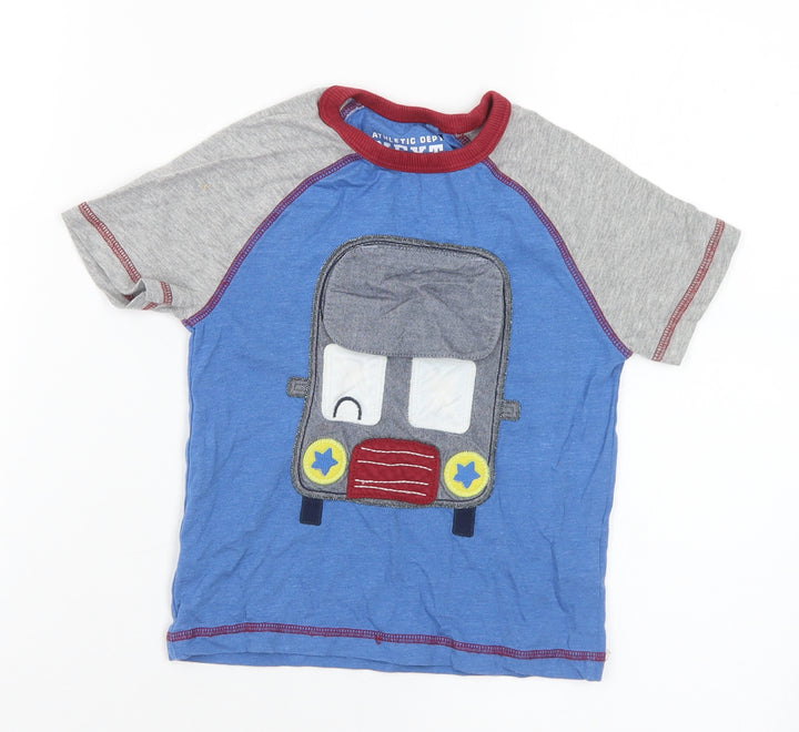 NEXT Boys Multicoloured Cotton Basic T-Shirt Size 2-3 Years Crew Neck - Bus