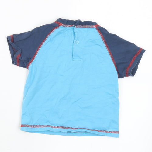 Minoti Boys Blue  Cotton Basic T-Shirt Size 6-9 Months Crew Neck  - 6-12 Months. Cars