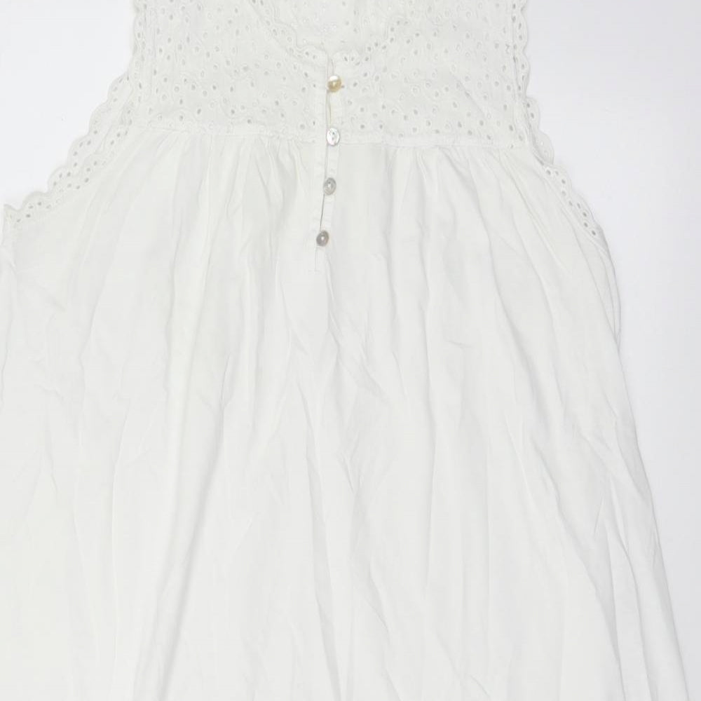 Marks and Spencer Womens White Solid Cotton Top Gown Size 12