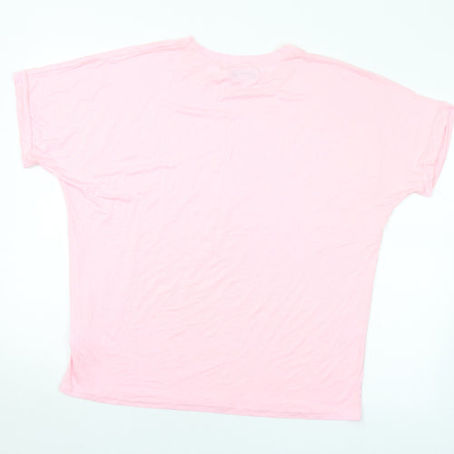 Paramour Womens Pink Animal Print Viscose Basic T-Shirt Size M Crew Neck - M/L