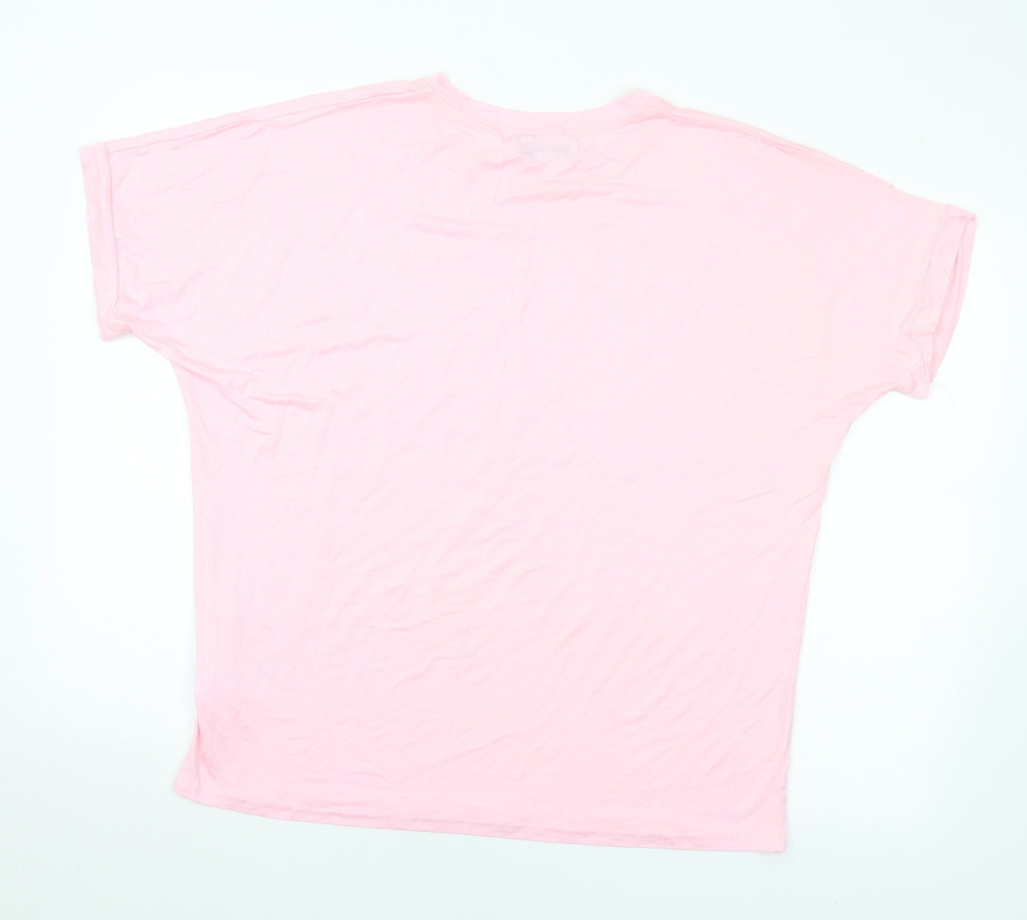 Paramour Womens Pink Animal Print Viscose Basic T-Shirt Size M Crew Neck - M/L