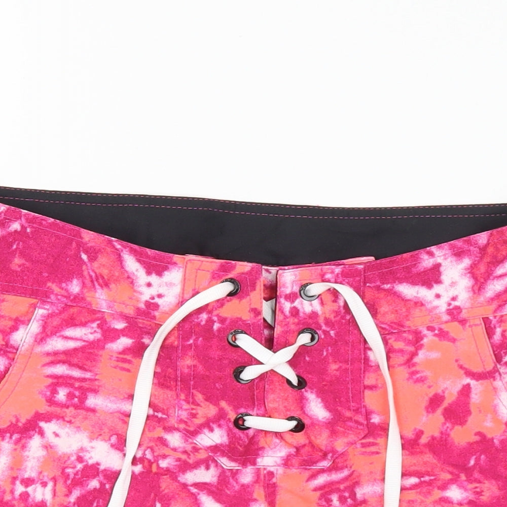 Volcom Womens Pink  Polyester Hot Pants Shorts Size M L5 in Regular Tie - Swim Shorts