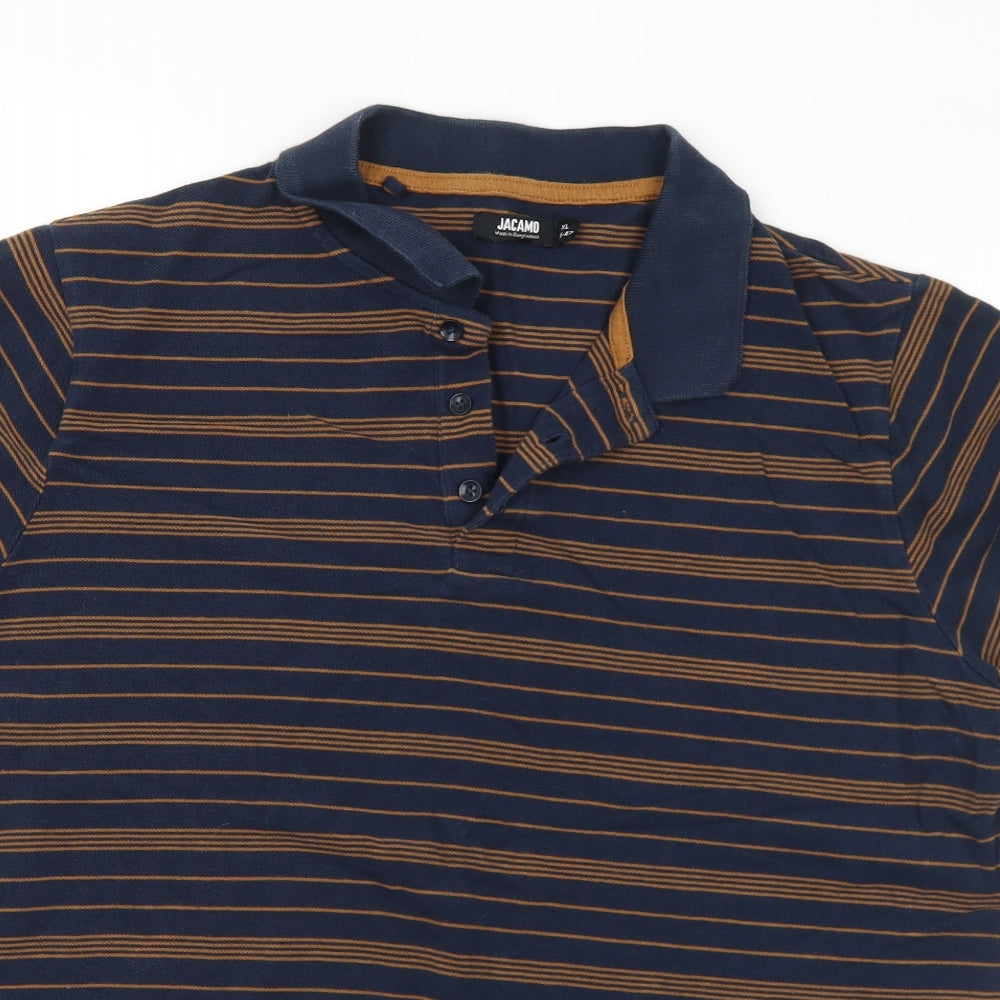 Jacamo Mens Brown Striped Cotton  Polo Size XL Collared Button