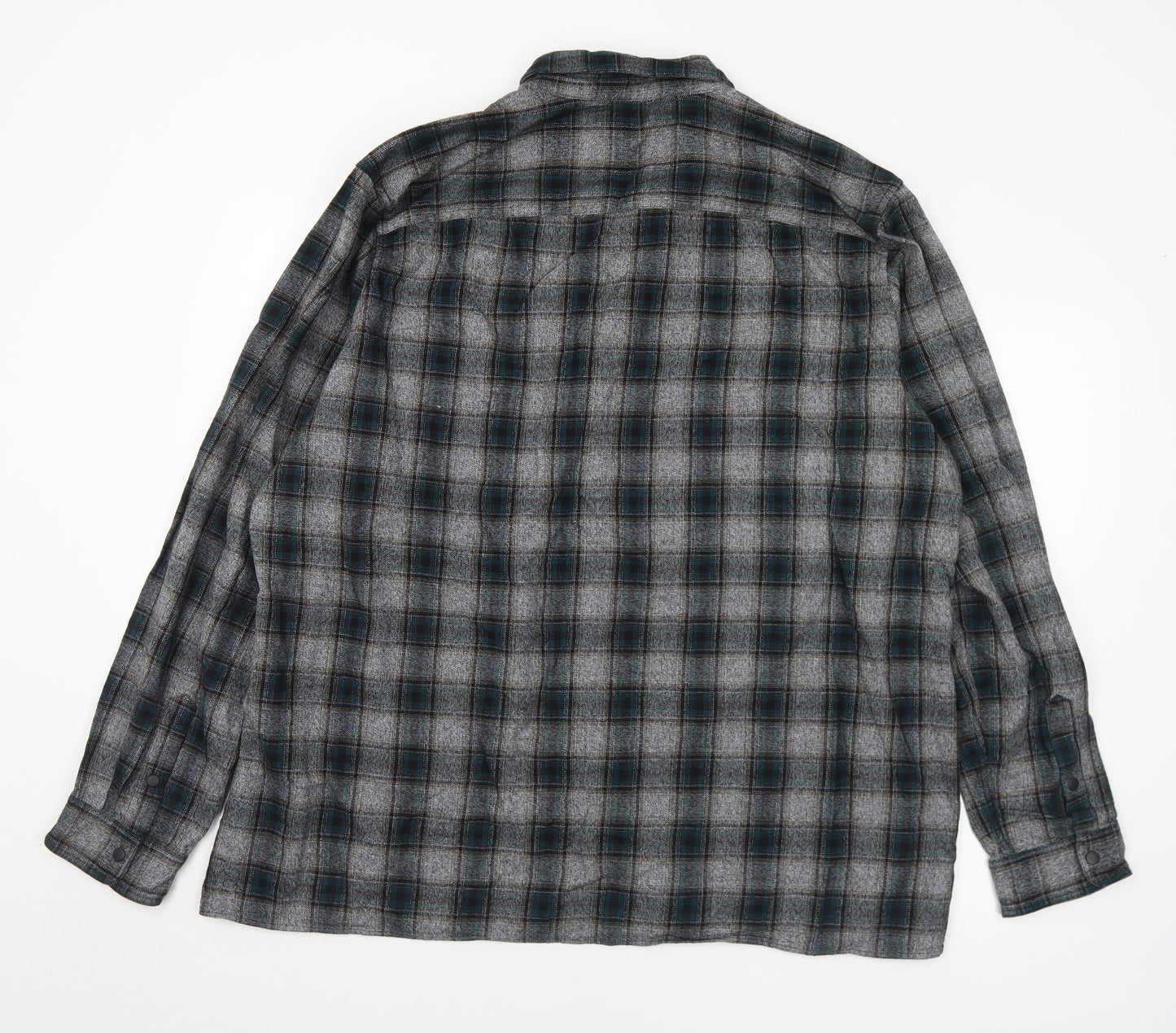 NEXT Mens Grey Plaid Cotton  Button-Up Size 3XL Collared Snap