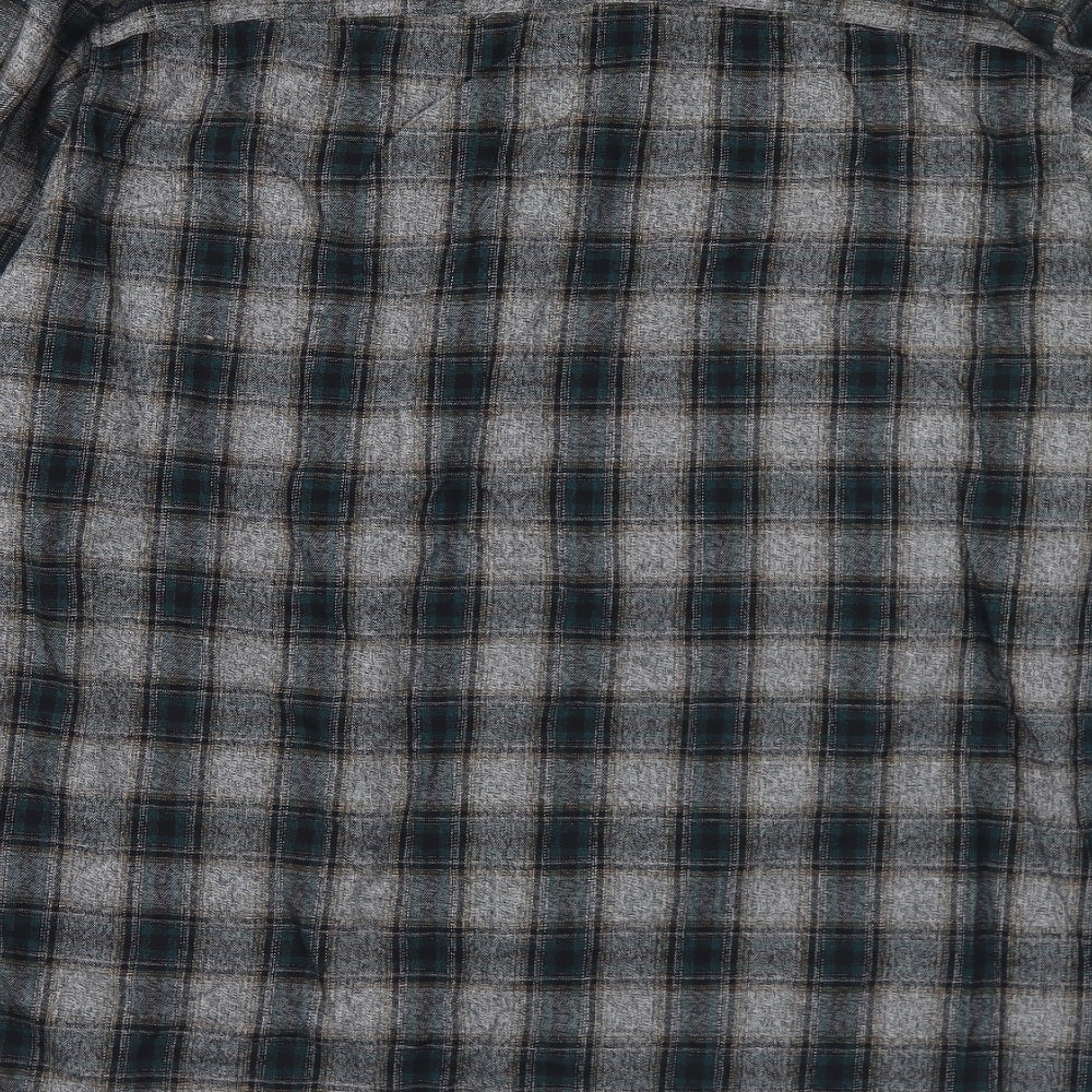 NEXT Mens Grey Plaid Cotton  Button-Up Size 3XL Collared Snap