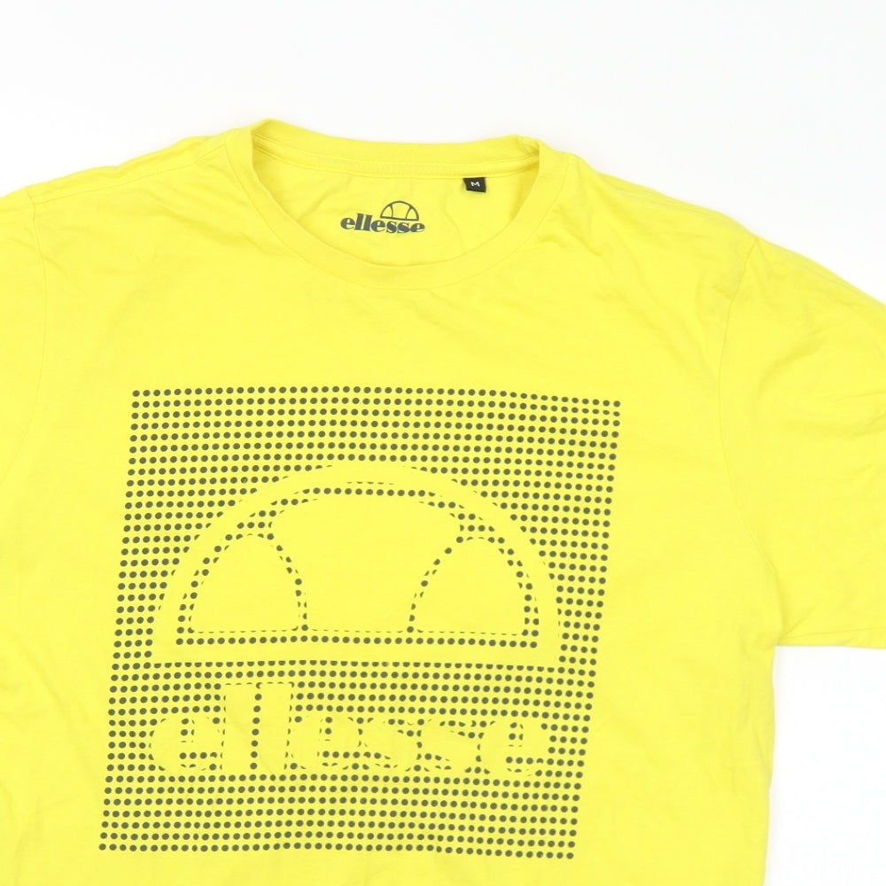 ellesse Mens Yellow  Cotton  T-Shirt Size M Crew Neck  - Logo
