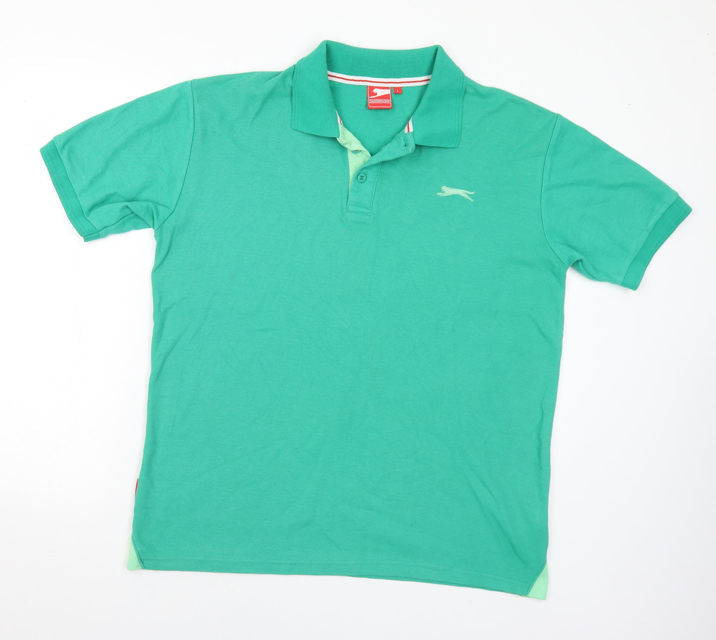 Slazenger Mens Green  Polyester  Polo Size L Collared