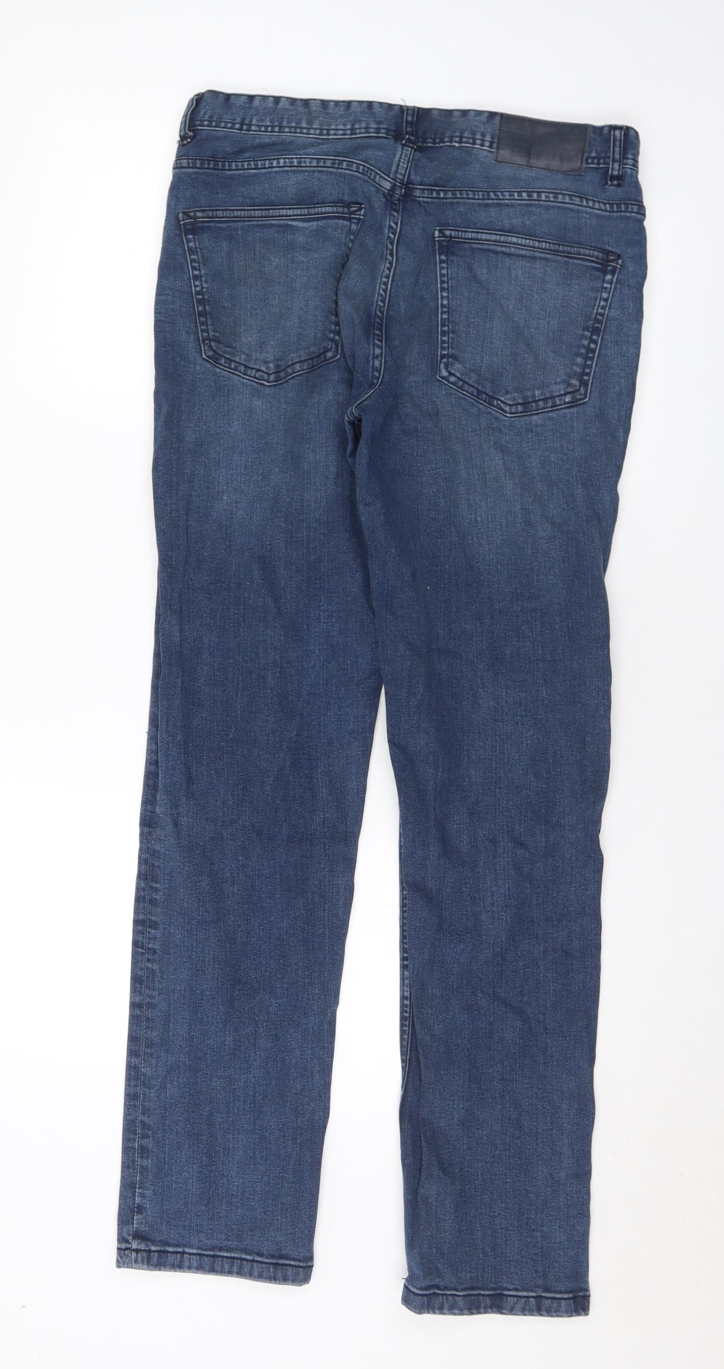 Denim & Co. Mens Blue  Cotton Straight Jeans Size 32 L32 in Regular Button