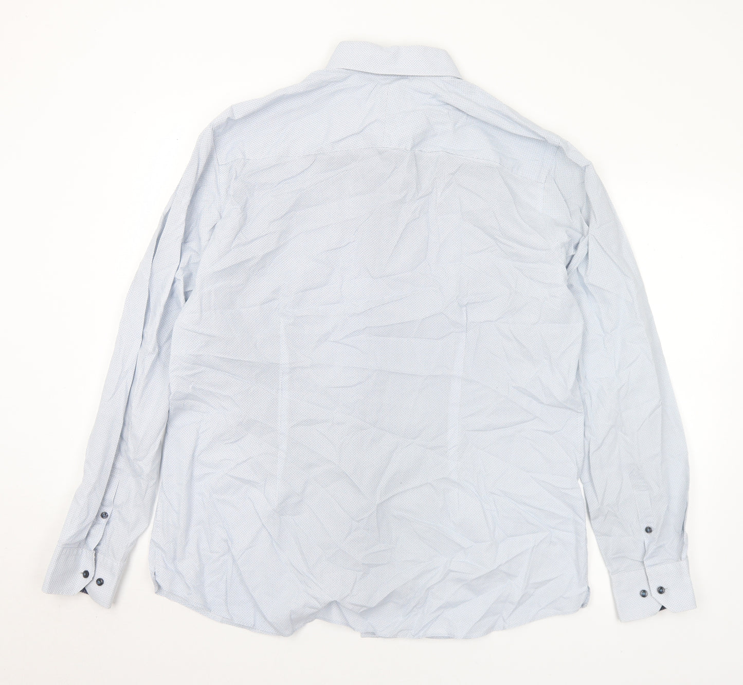 NEXT Mens Blue Geometric Cotton  Dress Shirt Size 17.5 Collared Button