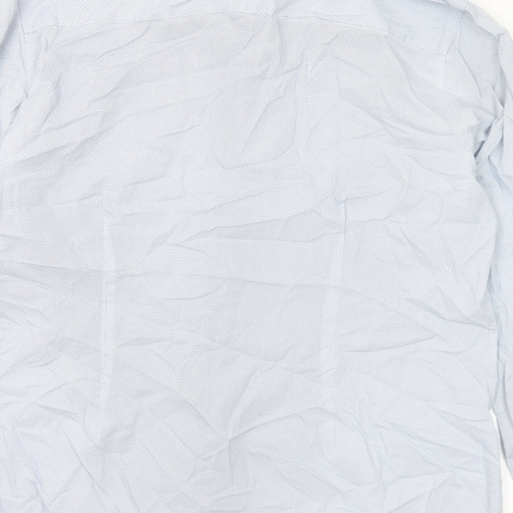 NEXT Mens Blue Geometric Cotton  Dress Shirt Size 17.5 Collared Button