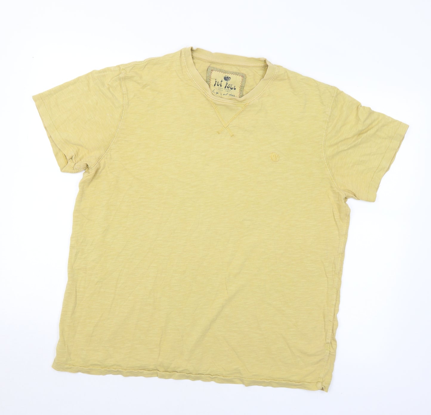 Fat Face  Mens Yellow  Cotton  T-Shirt Size L Crew Neck