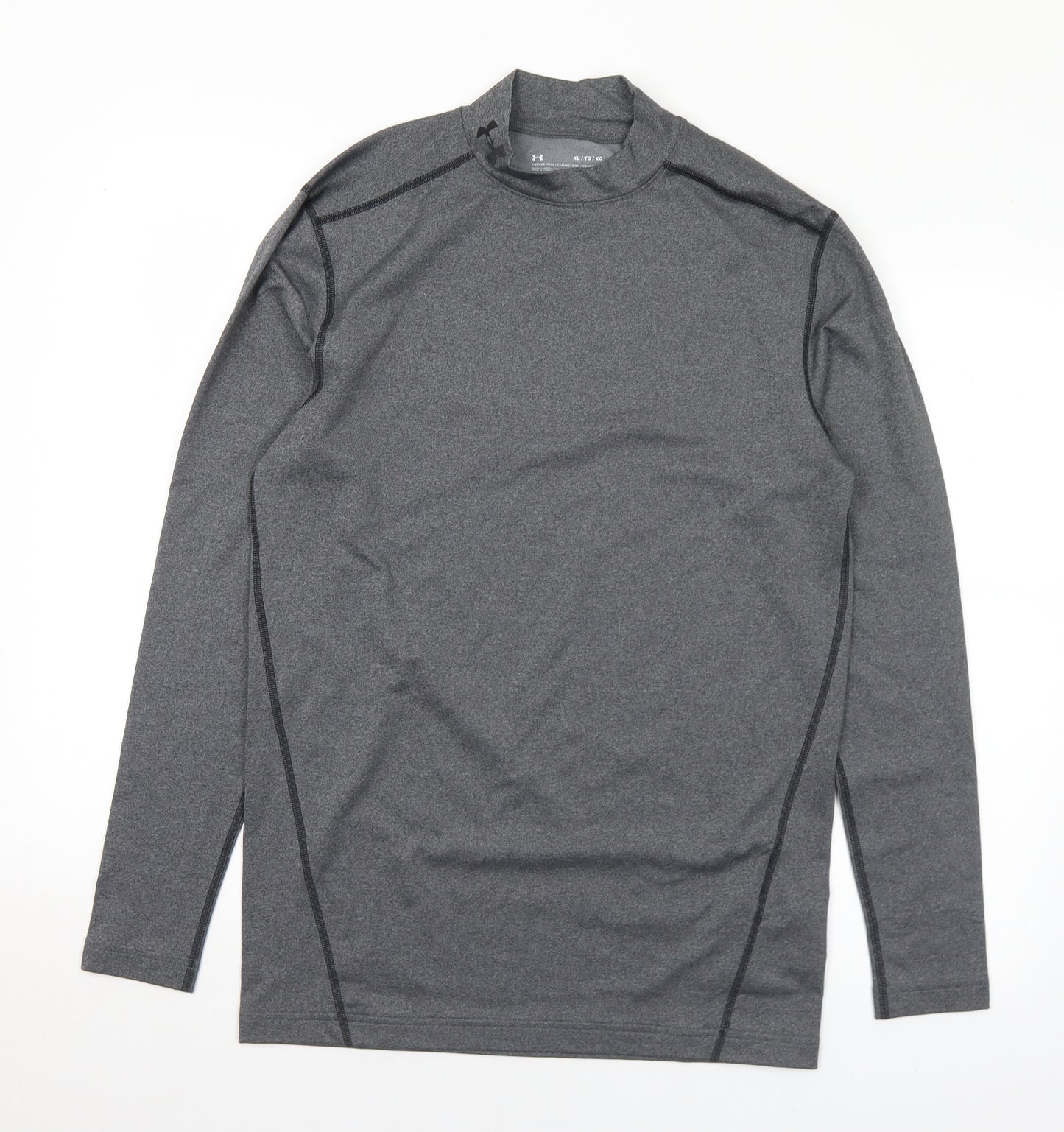 Under Amour Mens Grey  Polyester Basic T-Shirt Size XL Mock Neck