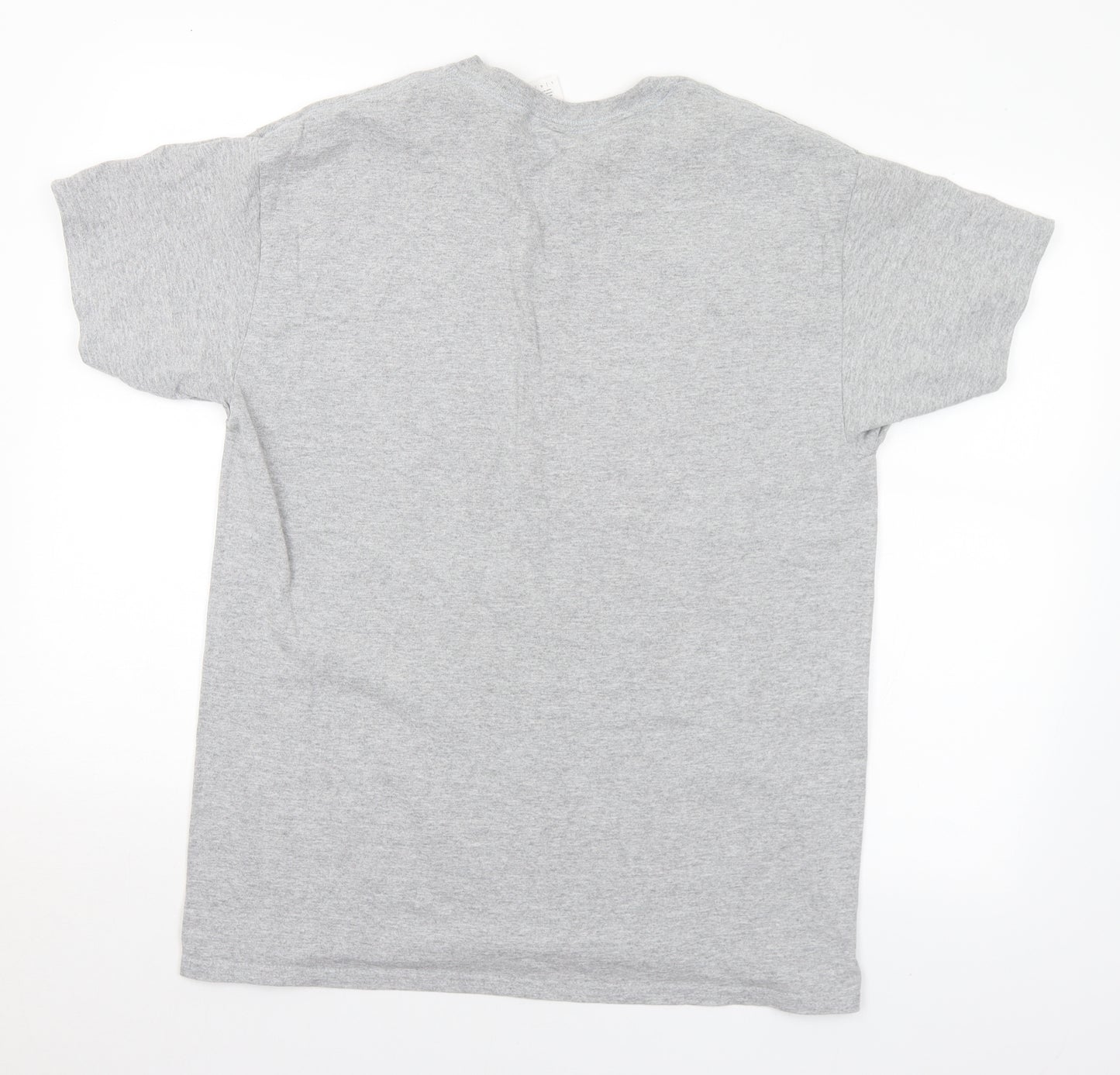 Gildan Mens Grey  Cotton  T-Shirt Size L Crew Neck  - Manx GP