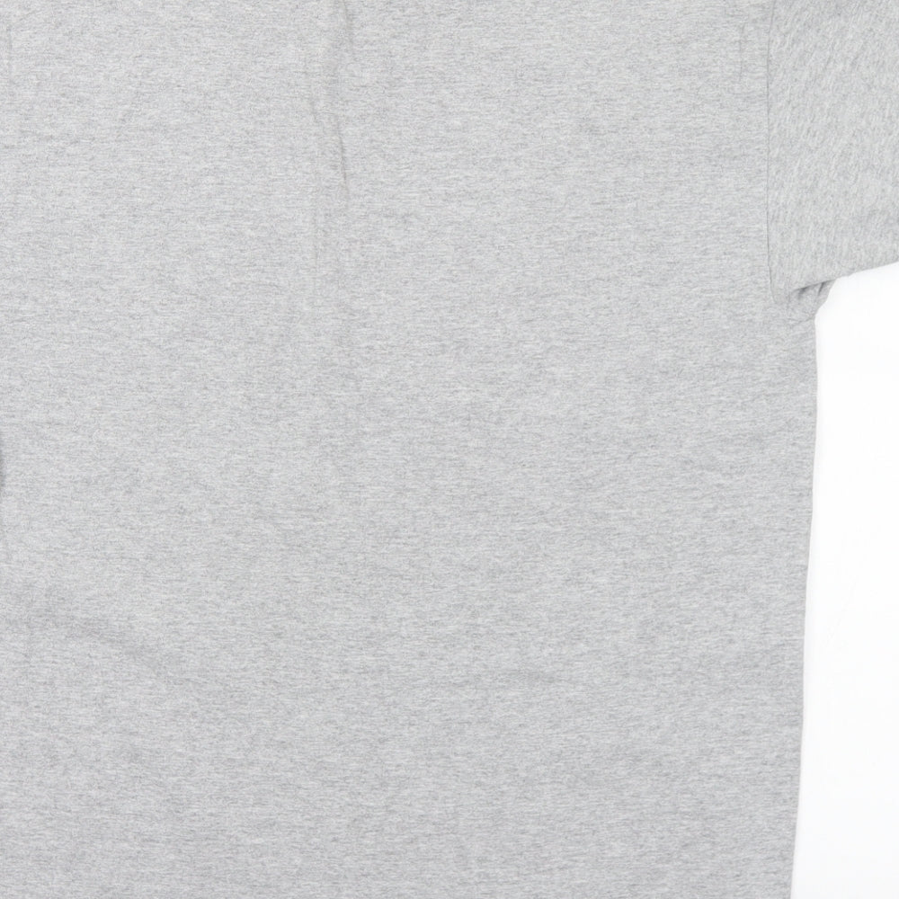 Gildan Mens Grey  Cotton  T-Shirt Size L Crew Neck  - Manx GP