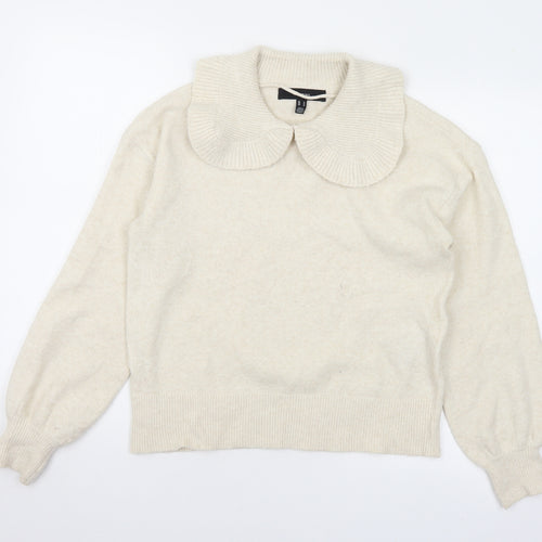 VERO MODA Womens Ivory Collared  Polyester Pullover Jumper Size M