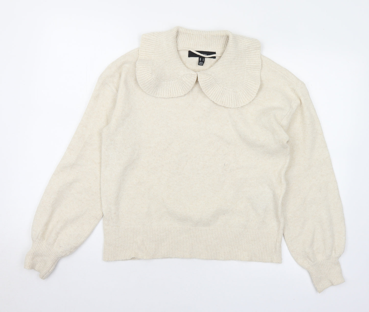 VERO MODA Womens Ivory Collared  Polyester Pullover Jumper Size M