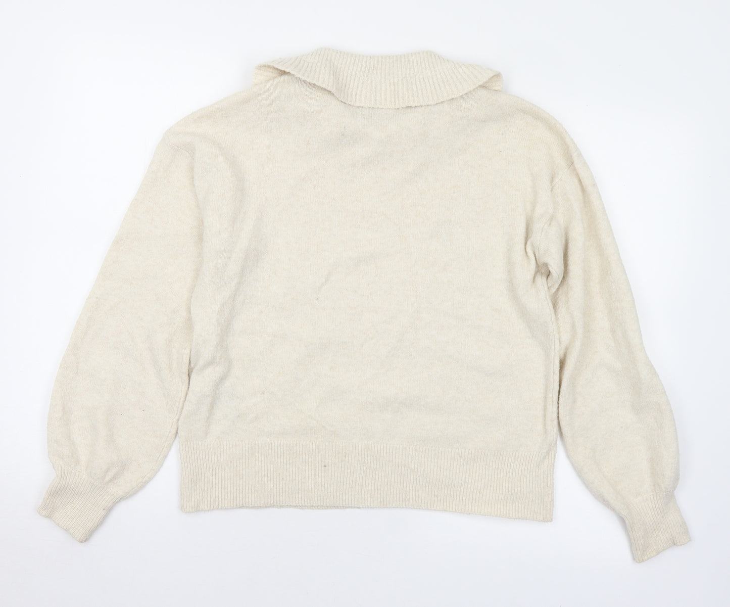 VERO MODA Womens Ivory Collared  Polyester Pullover Jumper Size M