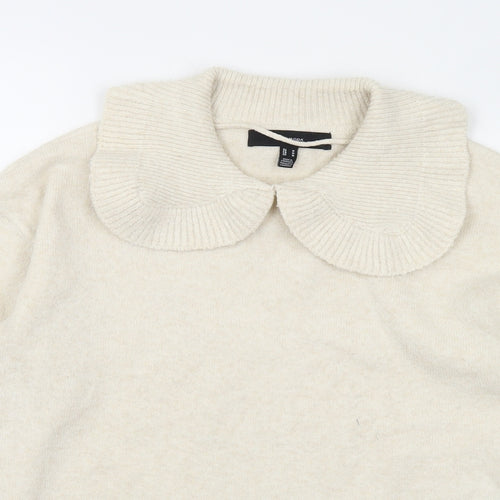 VERO MODA Womens Ivory Collared  Polyester Pullover Jumper Size M