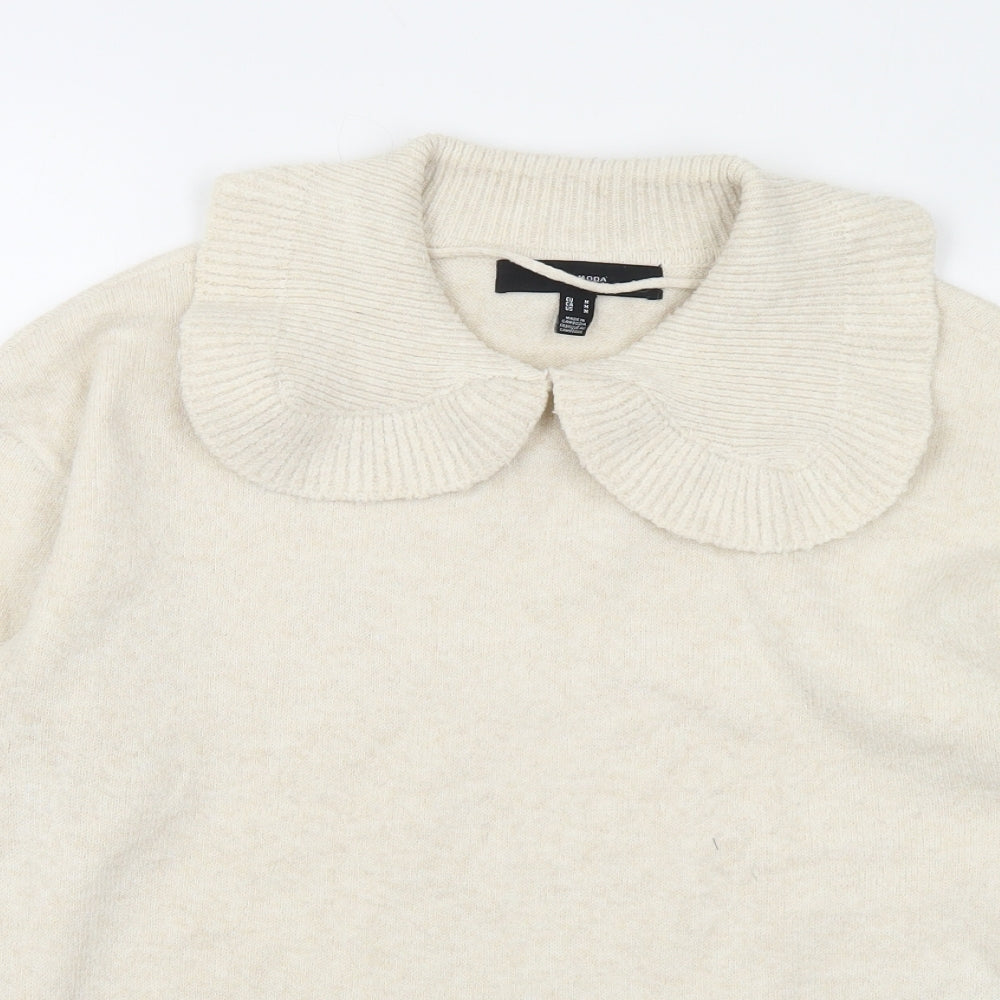 VERO MODA Womens Ivory Collared  Polyester Pullover Jumper Size M