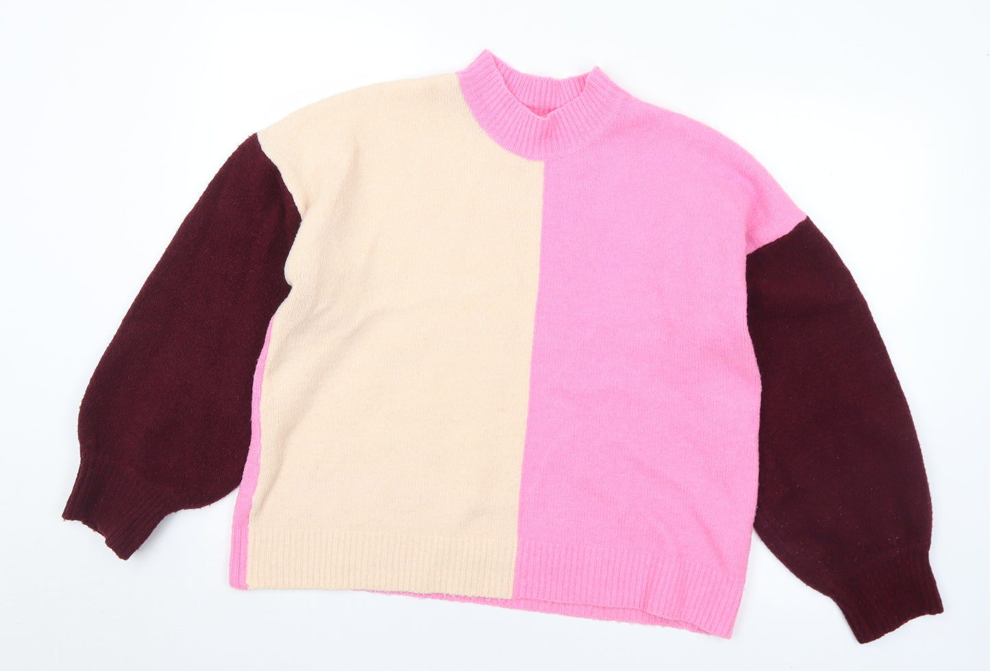 Urban Bliss Womens Multicoloured Mock Neck  Acrylic Pullover Jumper Size L