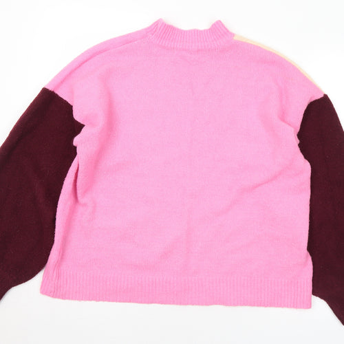 Urban Bliss Womens Multicoloured Mock Neck  Acrylic Pullover Jumper Size L