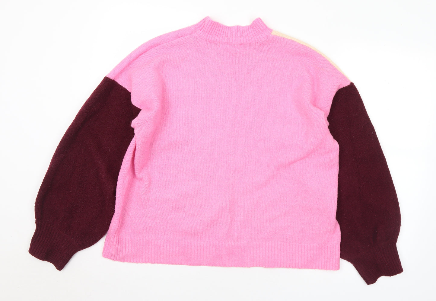 Urban Bliss Womens Multicoloured Mock Neck  Acrylic Pullover Jumper Size L