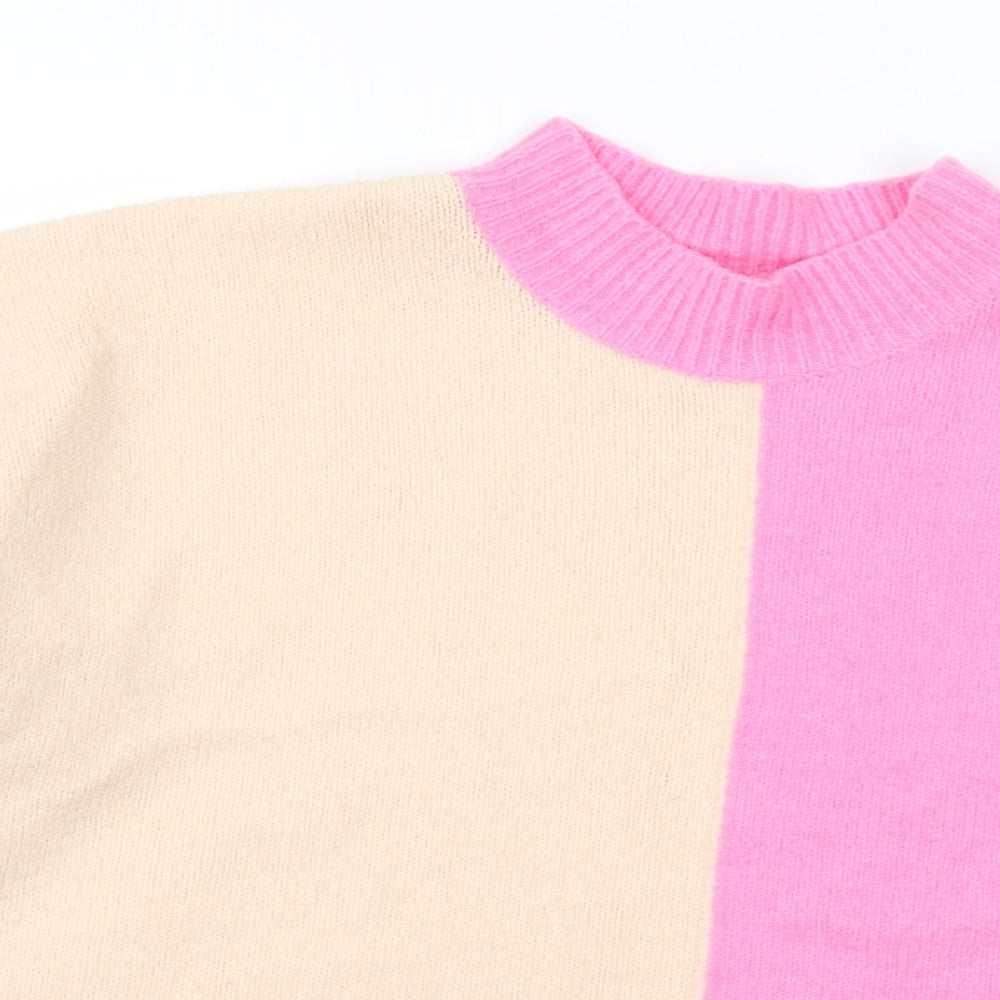 Urban Bliss Womens Multicoloured Mock Neck  Acrylic Pullover Jumper Size L