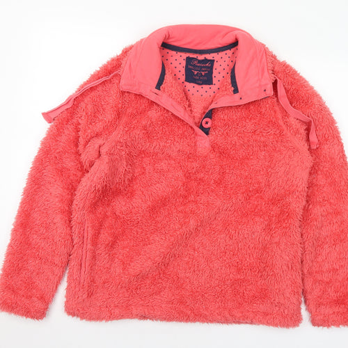Peacocks Womens Pink Collared  Polyester Pullover Jumper Size 14