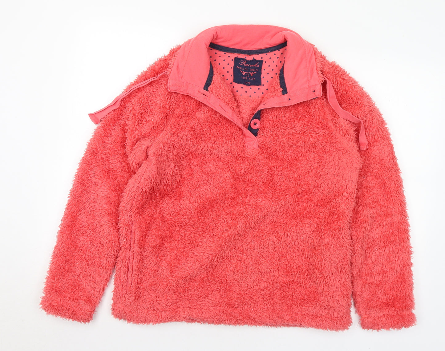 Peacocks Womens Pink Collared  Polyester Pullover Jumper Size 14
