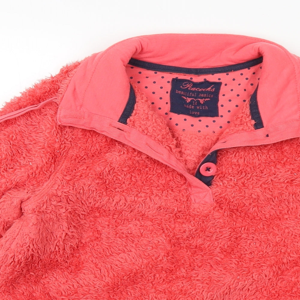 Peacocks Womens Pink Collared  Polyester Pullover Jumper Size 14