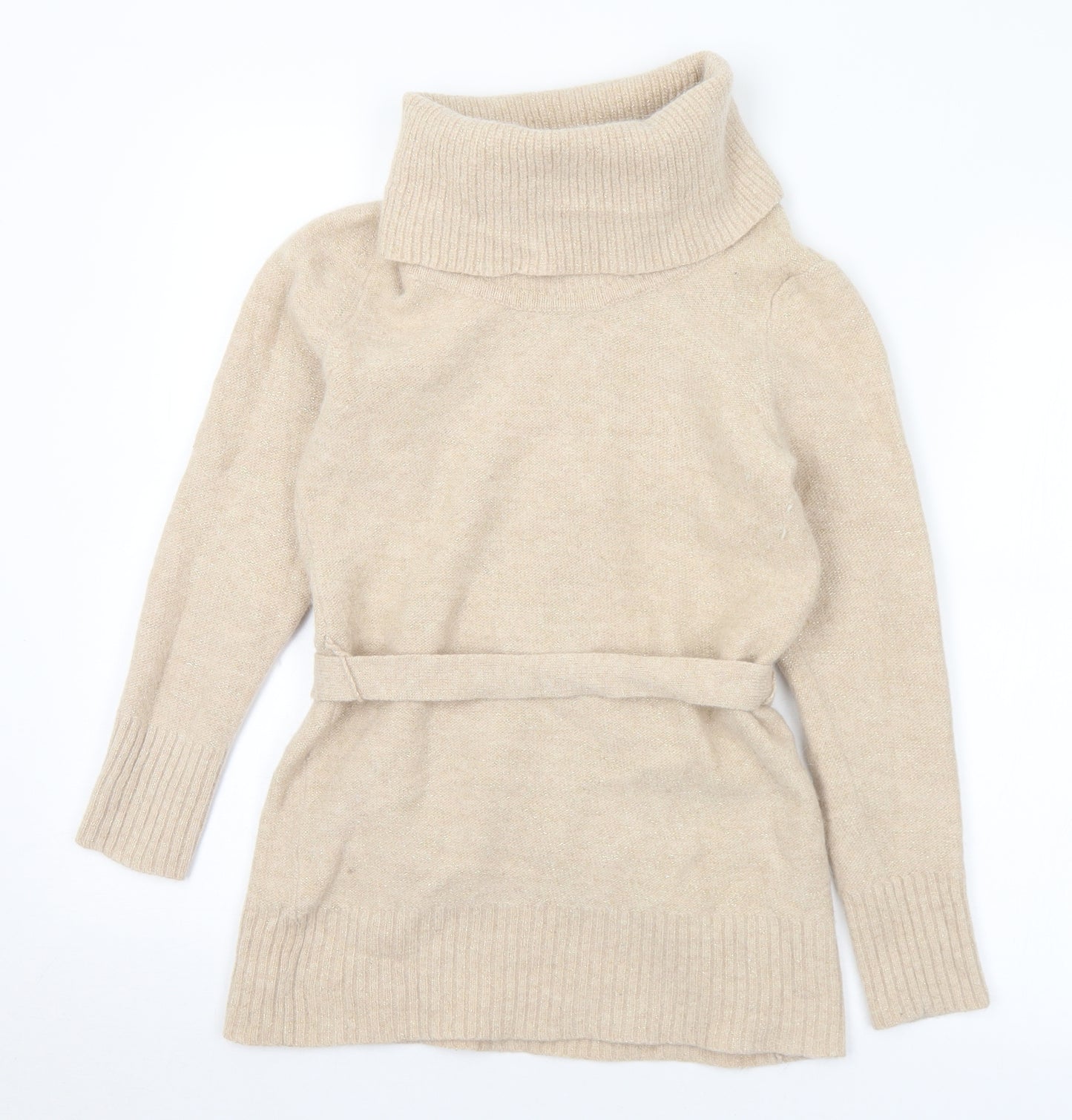 F&F Womens Beige Roll Neck  Wool Pullover Jumper Size 10