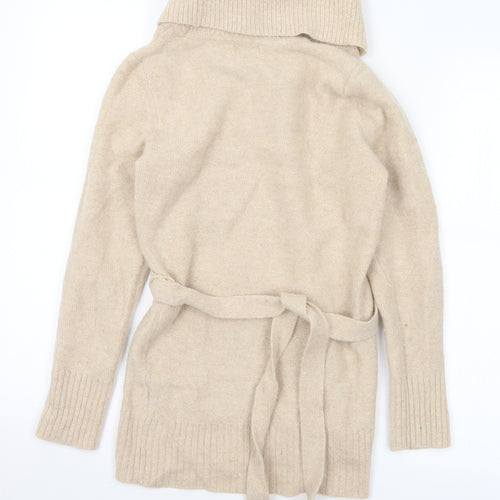F&F Womens Beige Roll Neck  Wool Pullover Jumper Size 10