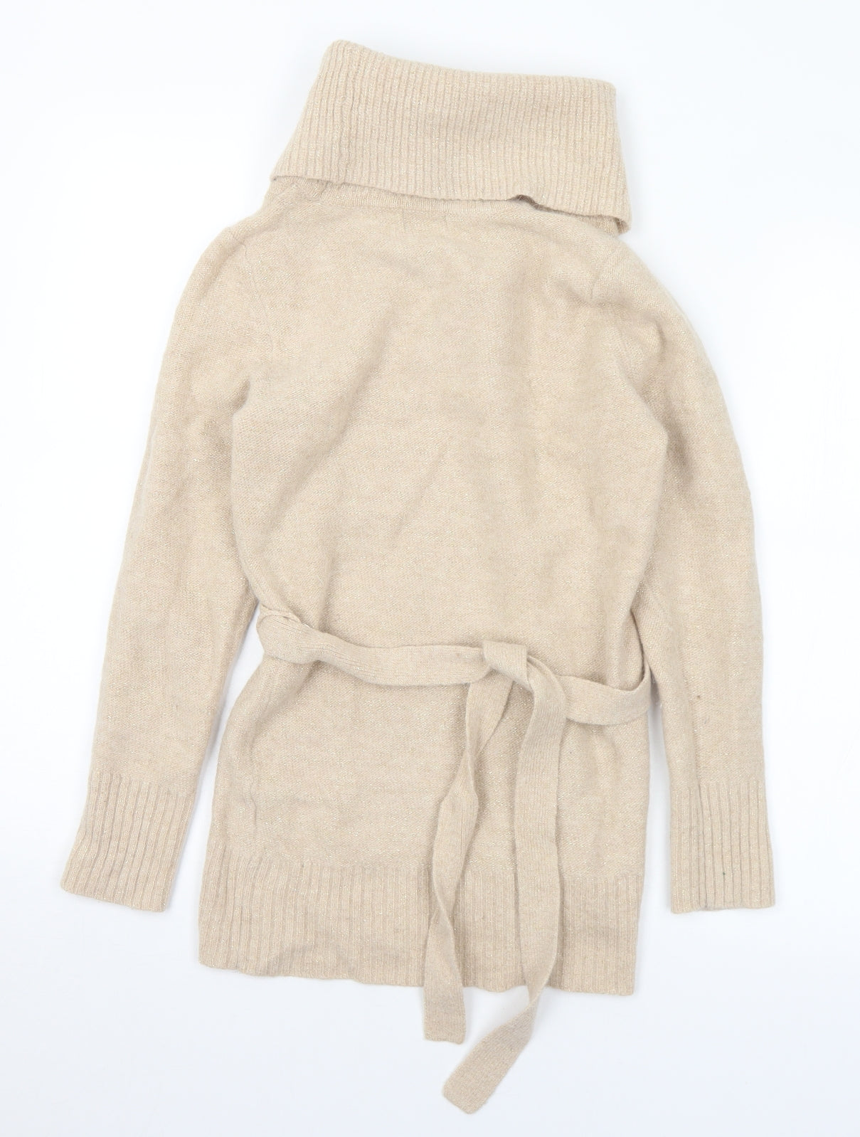 F&F Womens Beige Roll Neck  Wool Pullover Jumper Size 10