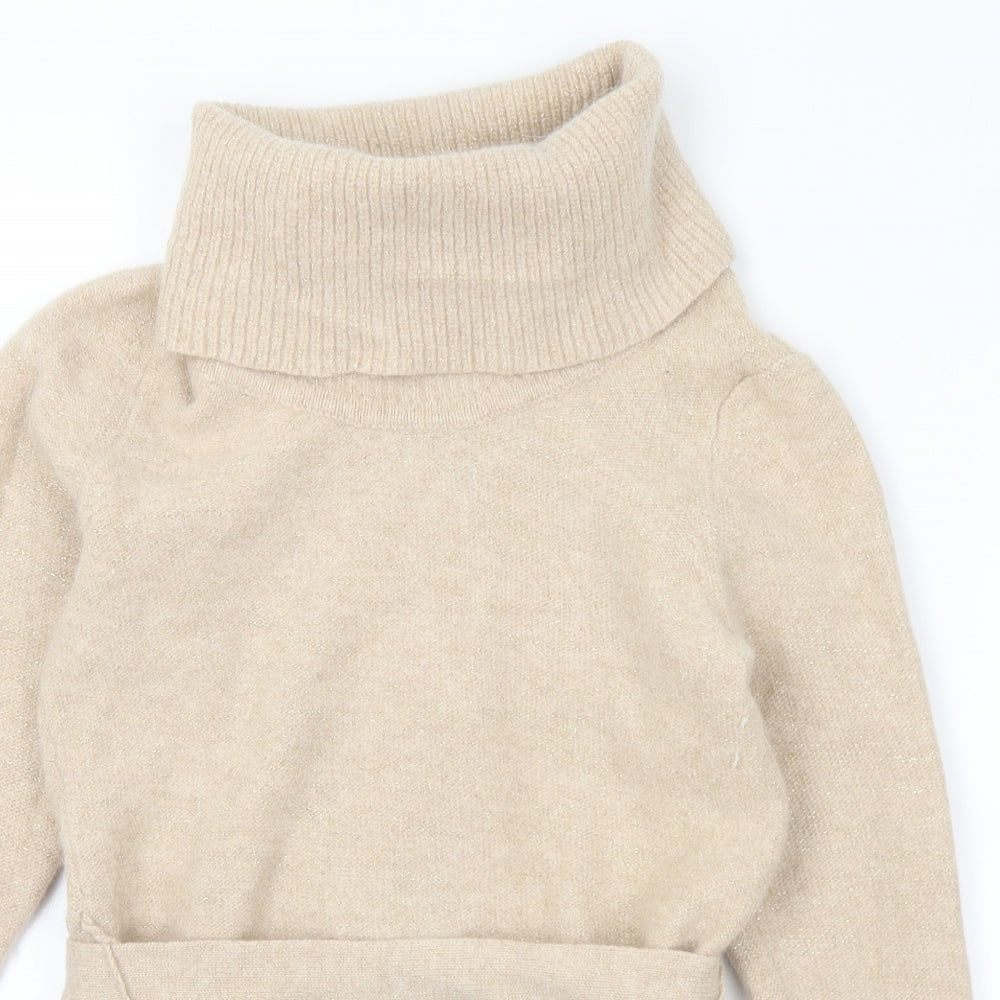 F&F Womens Beige Roll Neck  Wool Pullover Jumper Size 10