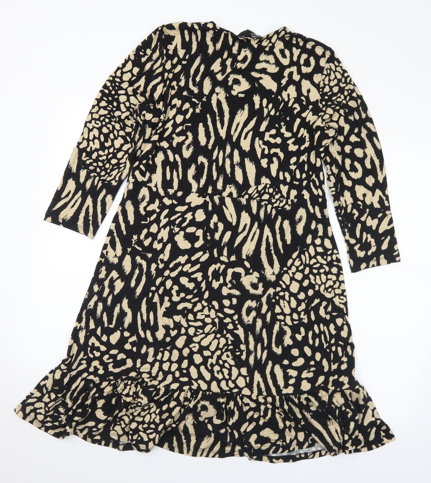 FRIENDS LIKE THESE Womens Black Geometric Viscose A-Line  Size 12  Round Neck