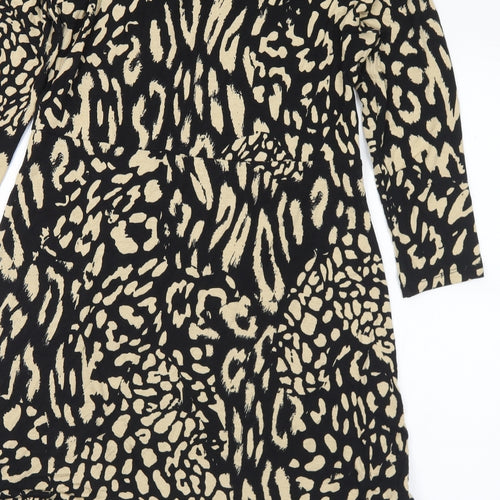 FRIENDS LIKE THESE Womens Black Geometric Viscose A-Line  Size 12  Round Neck