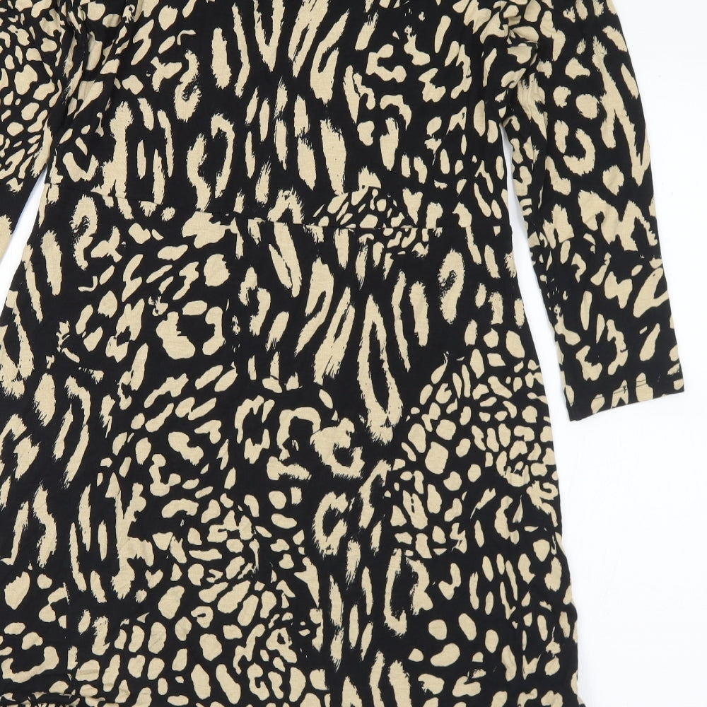 FRIENDS LIKE THESE Womens Black Geometric Viscose A-Line  Size 12  Round Neck