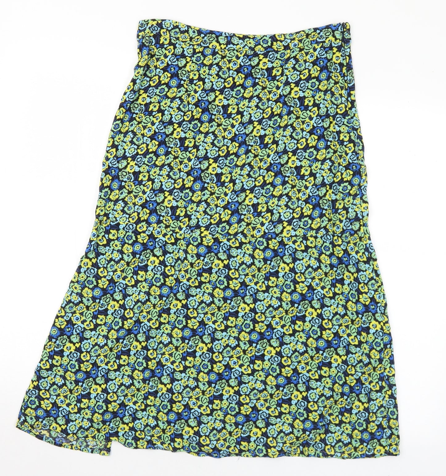 Barley Womens Multicoloured Floral Viscose A-Line Skirt Size M   Zip