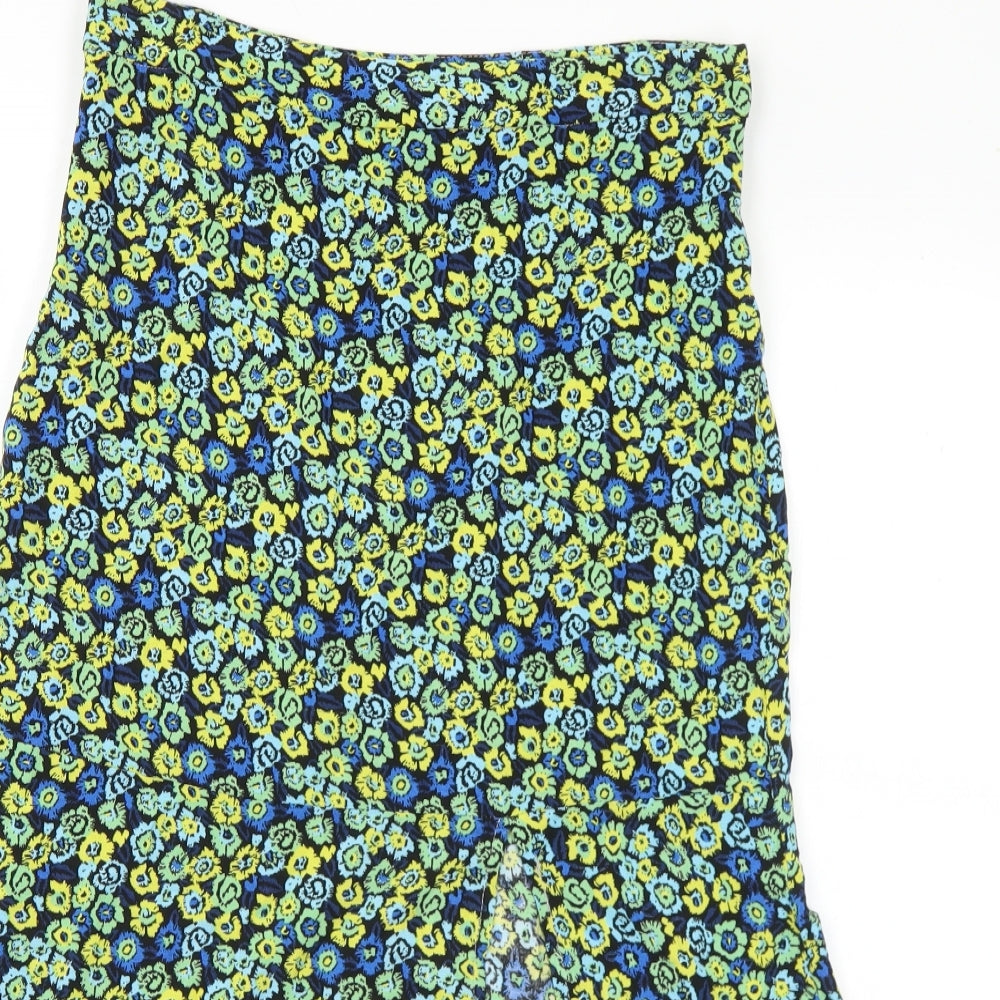 Barley Womens Multicoloured Floral Viscose A-Line Skirt Size M   Zip