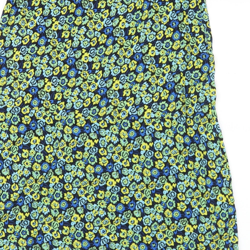 Barley Womens Multicoloured Floral Viscose A-Line Skirt Size M   Zip