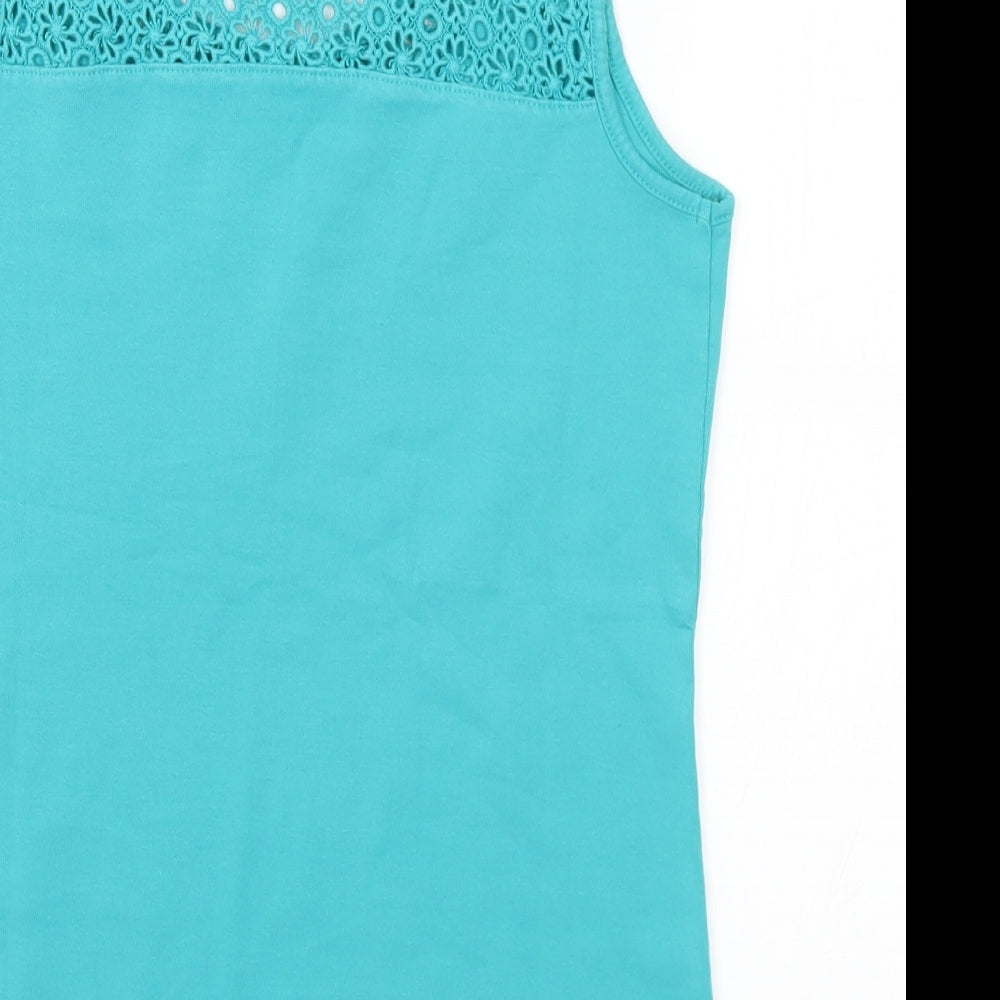 TU Womens Green  Cotton Basic Tank Size 12 Round Neck