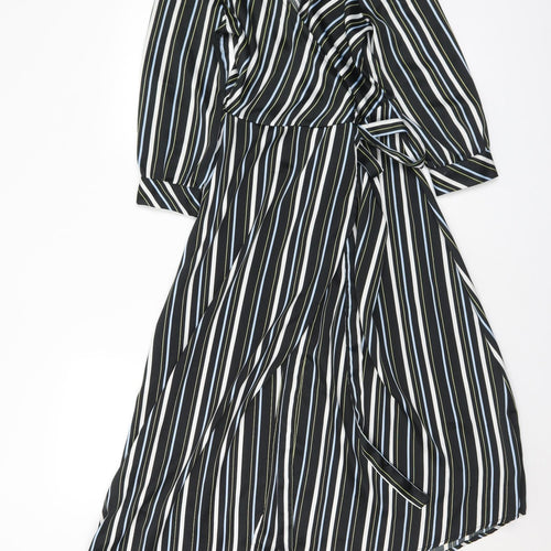 Calliope Womens Multicoloured Striped Polyester Wrap Dress  Size XS  V-Neck