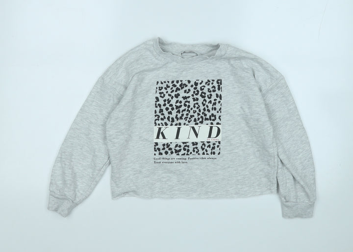 George Girls Grey Cotton Pullover Sweatshirt Size 7-8 Years - Kind