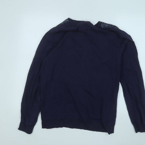 Easy Mens Blue  Cotton Pullover Sweatshirt Size M
