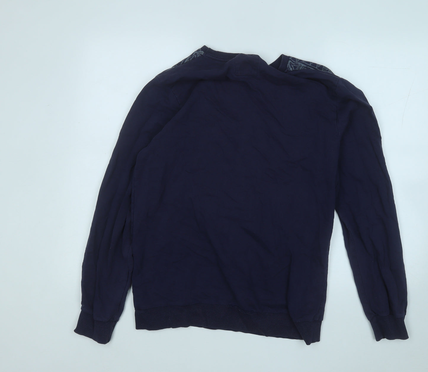 Easy Mens Blue  Cotton Pullover Sweatshirt Size M
