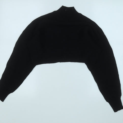 New Look Womens Black Mock Neck  Cotton Pullover Jumper Size M
